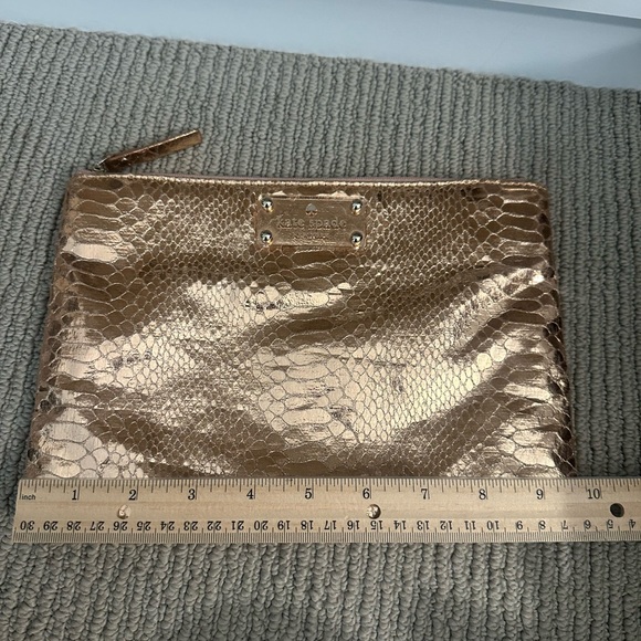 Kate Spade Metallic Gold Snake-Embossed Clutch / Pouch - Picture 7 of 11